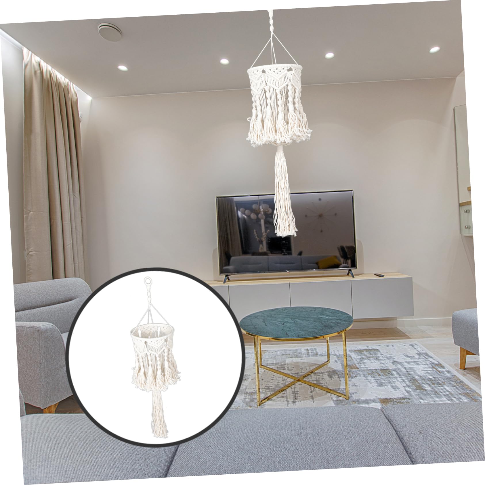 Amazon.co.jp: FOYTOKI マクラメ編みランプシェード 吊り下げ式