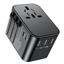 Adattatore da viaggio da 35 W, in tutto il mondo, con 2 USB C, 3USB-A e 1 presa AC, adattatore internazionale per la Germania, Stati Uniti, Francia, Spagna, Giappone, Thailandia, Italia da oltre 200
