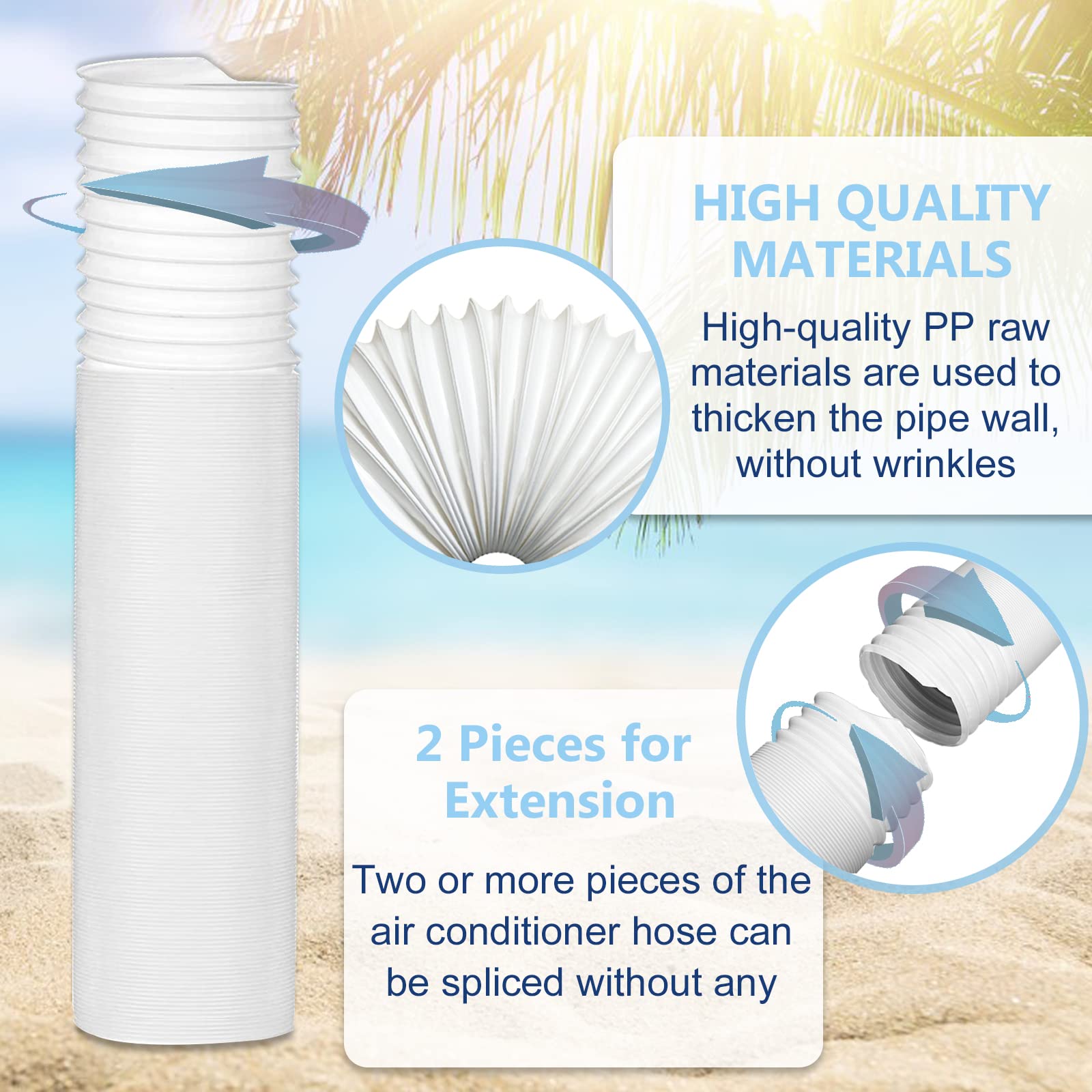 Tuyau Climatiseur Mobile, Tuyau D'évacuation D'air En Pvc Flexible Tube De Ventilation Universel Tuyau Kit Pour Climatiseur Mobile Diamètre 13cm/15cm (13CM Diamètre * 2M Longueur)
