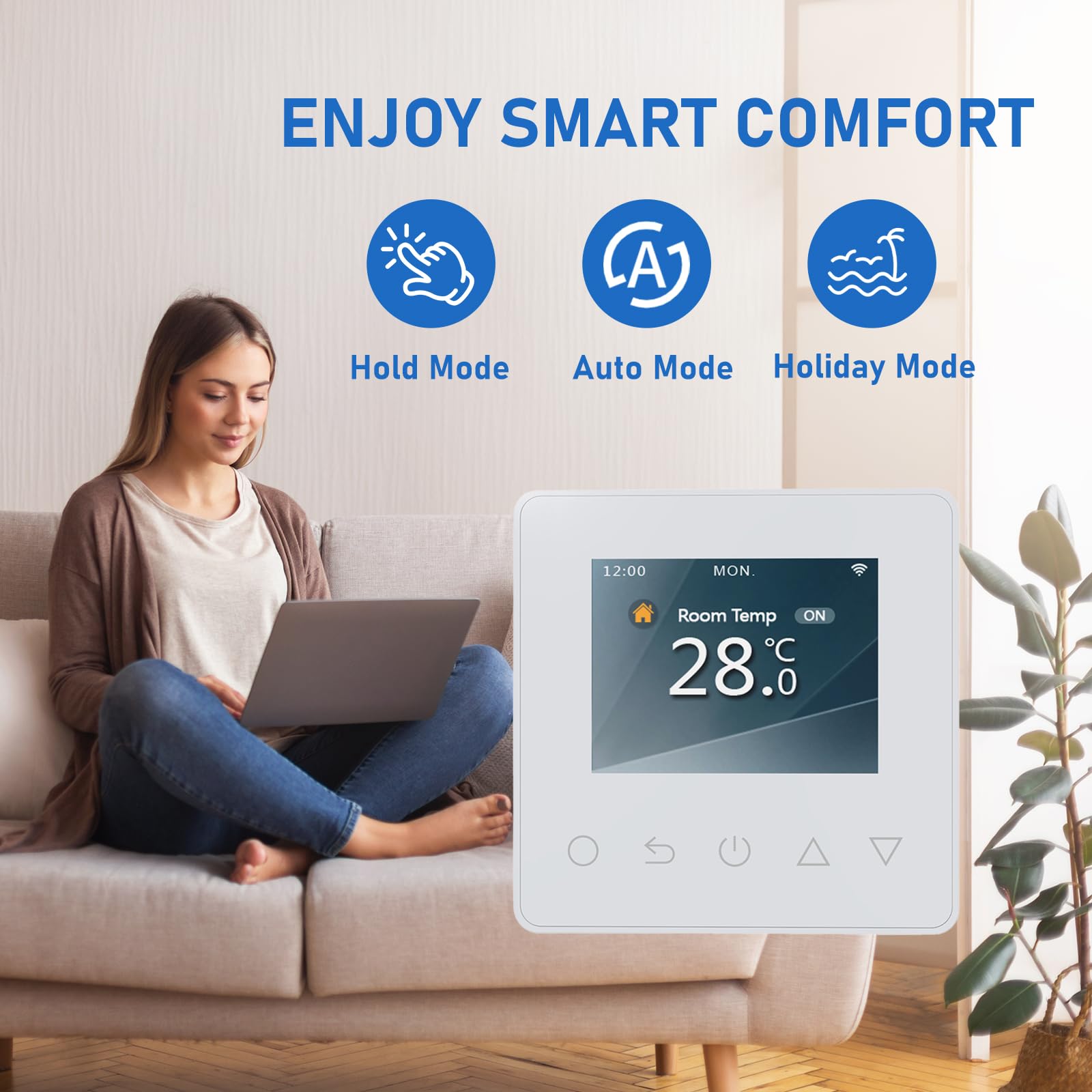 Underfloor Heating Thermostat Digital Temperature Controller Weekly Circulation Programmable Floor Sensor with WiFi