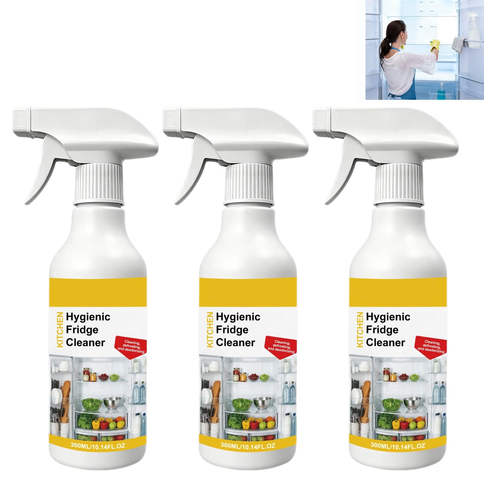 Abtauspray Für Kühlschrank Gefrierschrank, Kühlschrank Abtauspray, 300ml / 10,14Fl Oz, Rapid Ice & Frost Remover De-Icer Spray, Verhindert Eisbildung, Für Gefrierschränke, Kühlschränke, Glas. (3PCS)