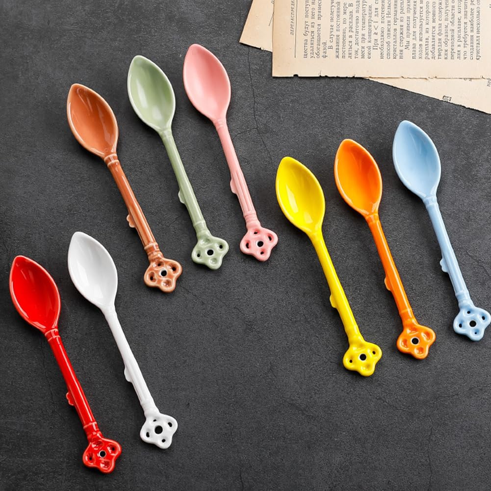 5 Cucchiai Da Caffè In Ceramica Bianchi - Cucchiai Lunghi Per Miele E Spezie - Foto 9