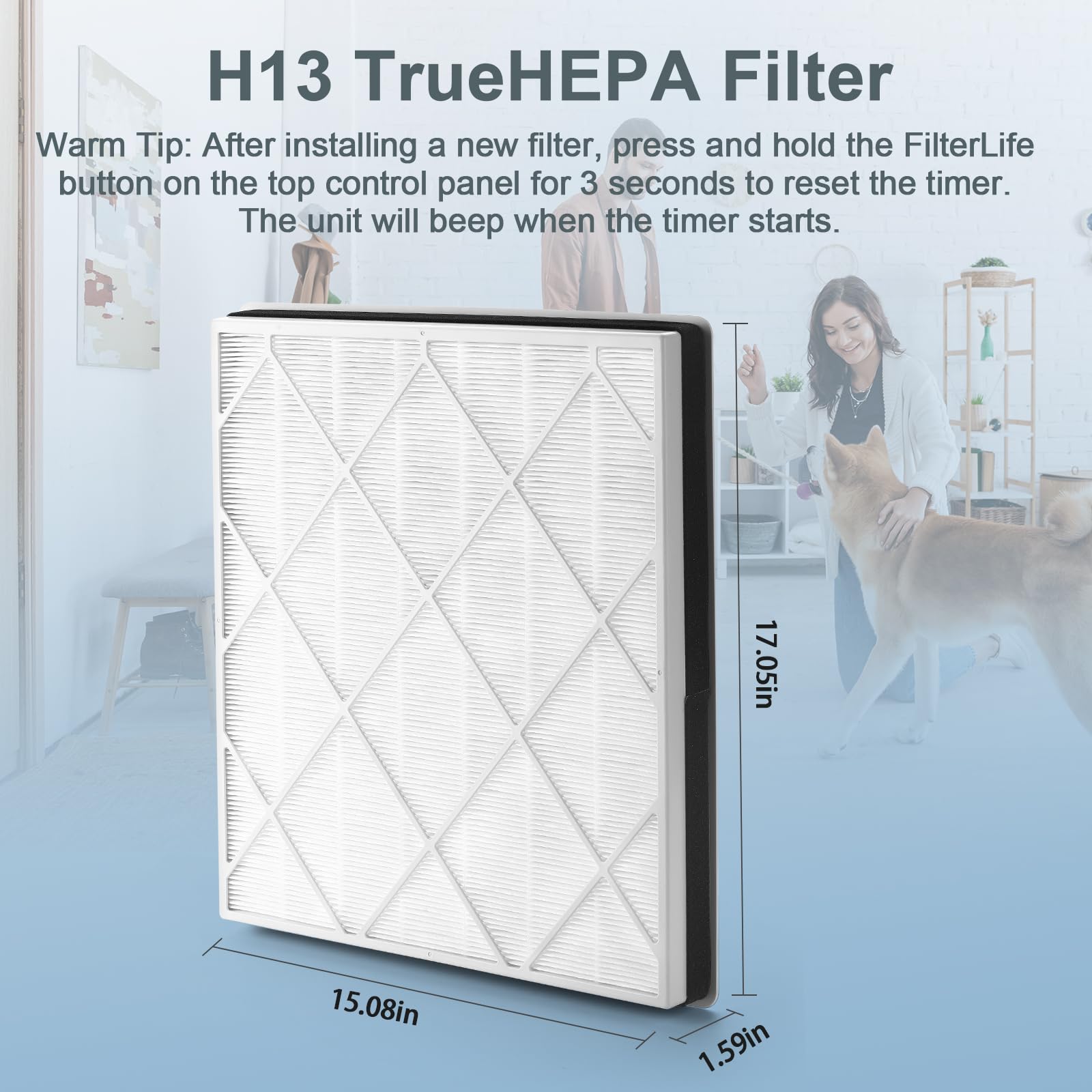 Paquete de 2 filtros HE401 para purificador de aire Shark 4, filtro HEPA H13 de repuesto, compatible con modelos HE401, HE402, HE405, HE400, UA415, números de pieza HE4FKPET, HE4FKBAS, HE4FKPRO,