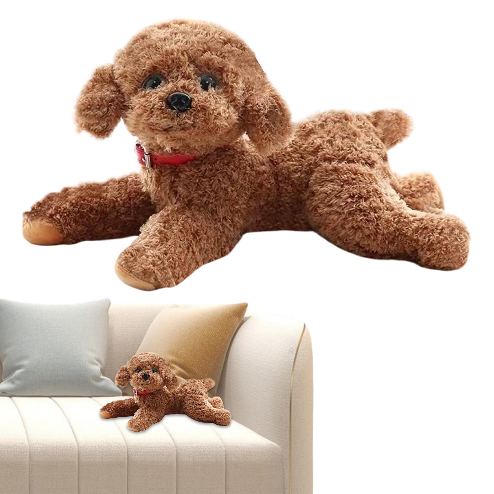 Giocattolo Di Peluche Barboncino Realistico - Cucciolo Di Cane Di Pélluche Morbido 48 Cm - Animale Di Pélluche Di Cane Barboncino Di Peluche - Pupazzo Rilassante Morbido E Per Bambini Piccoli Adulti