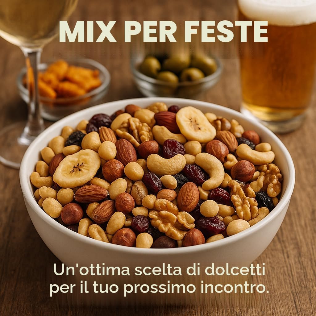 GiDeli Mangime studentesco Premium 5 kg miscela di frutta con arachidi, anacardi, nocciole, mandorle, noci, uvetta, mirtilli rossi e banane chips senza additivi