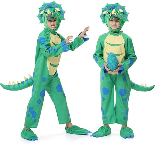 ThinkMax Disfraz de dinosaurio para niños pequeños, disfraces de Halloween para niños y niñas, disfraz de T-Rex para Halloween truco o trato