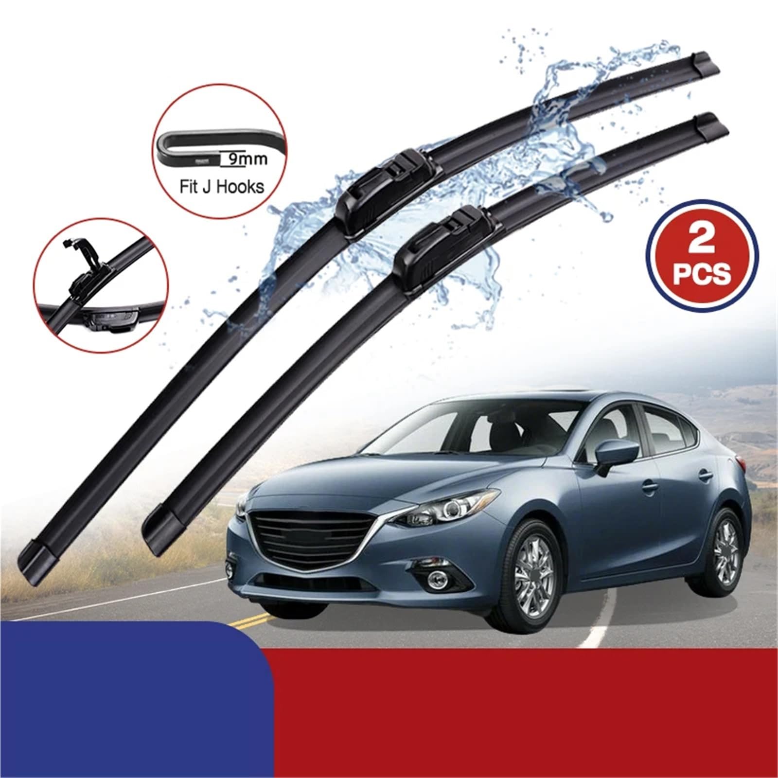 Limpiaparabrisas Delantero Para Coche Compatible Con Mazda 3 Para BM Para BN Para Axela 2013-2018 Limpiaparabrisas De Coche Sin Hueso De Goma Suave Para Tipo U Automotriz Silencioso HD 24"+18"