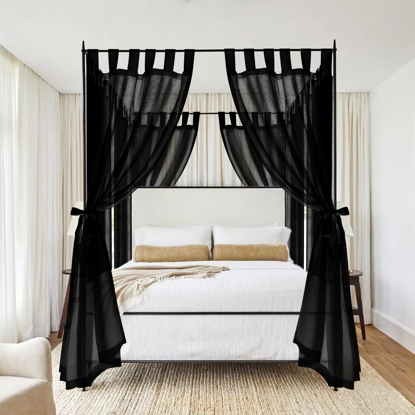 きゃんべる様♥️オーダーページ　フラットポーチ両面パネル7点 Amazon.com: 8 Panels Canopy Curtains Black Canopy Bed
