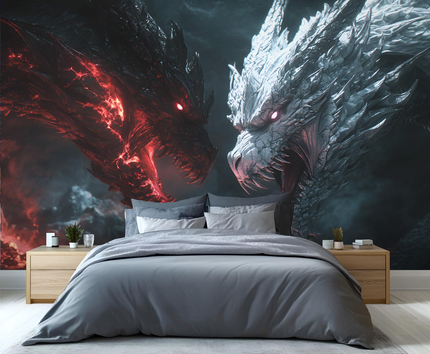 Dragon Wallpaper, Fantasy Dragon 3D Wall Murals, Fantasy Wallpaper for Bedroom Children's Room Dorm Wall Decor Stickers, 169" x 118" (Not Peel n' Stick)