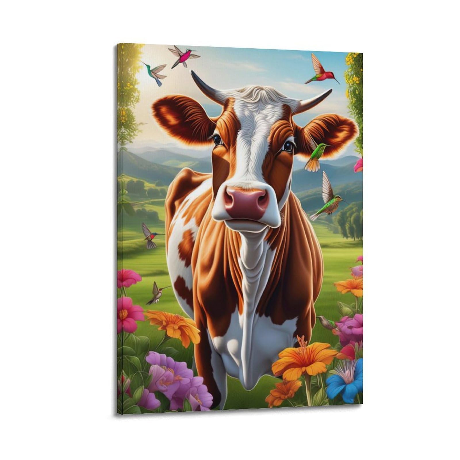 ZSZWHJ Animal Poster Cattle on The Prairie Poster Decorative Painting Canvas Wall Posters And Art Picture Print Modern Family Bedroom Decor Posters 08x12inch(20x30cm)