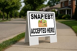 Snap Ebt Accepted Farm Black Border Folding Coroplast A-Frame with Double-Sided 23in x23in