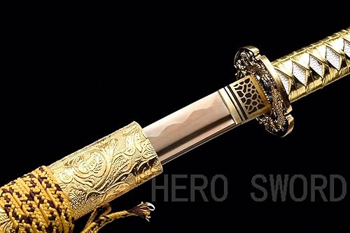 Miniatura 3 de Espada samurái japonesa auténtica hecha a mano de acero de alto carbono 1095 de espiga completa real afilada dragón Katana Cool Sword lista para