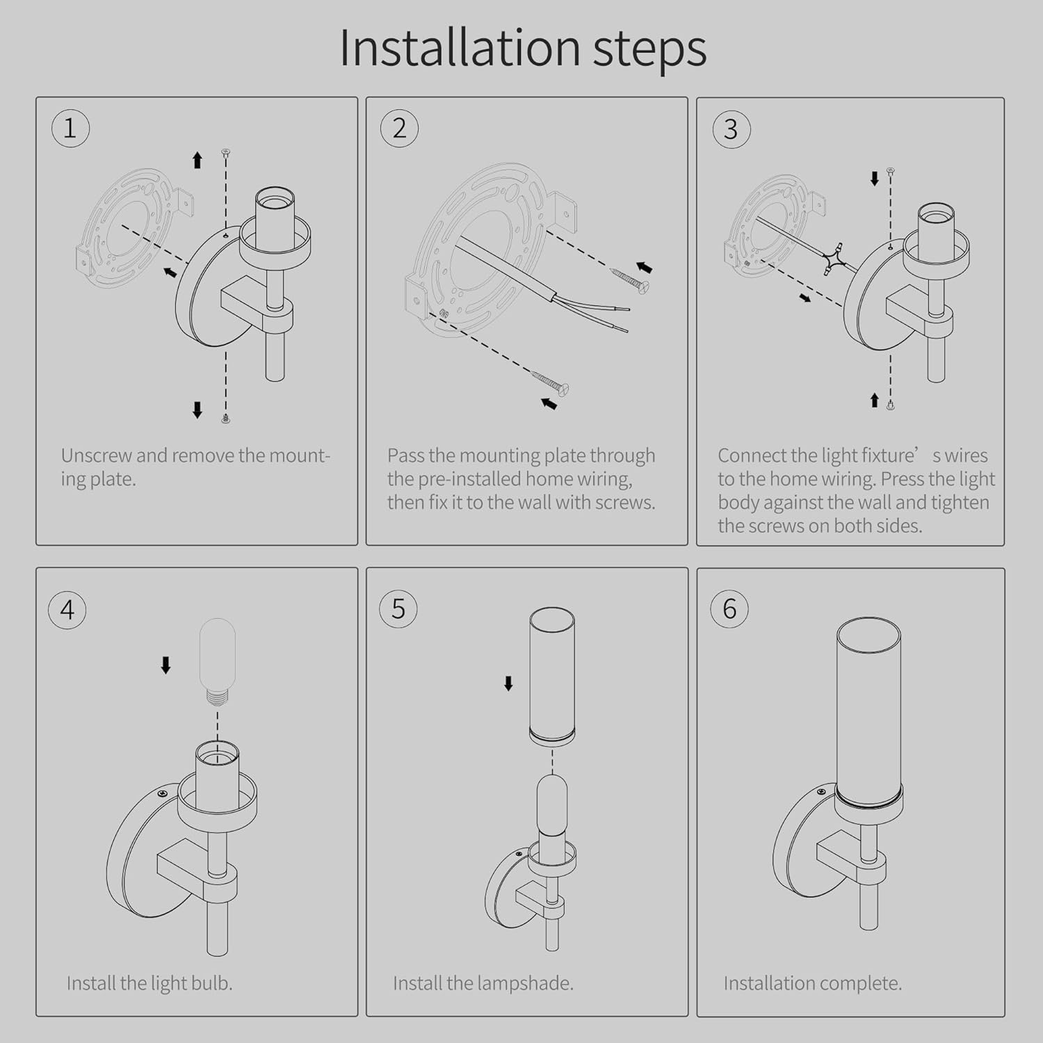 Solid Brass Wall Sconce - E26 Base Brushed Nickel Modern Wall Light, Clear Glass Shade, Easy Install for Living Room, Bedroom, Reading, Hallway (Bulb not Included)