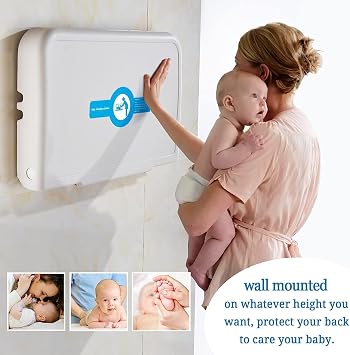 modunful Baby Changing Unit with Sign, Wall Mounted Foldable Diaper Changing Stations, Wall Mounted Fold Down Baby Diaper Changing Table for Commercial Restrooms