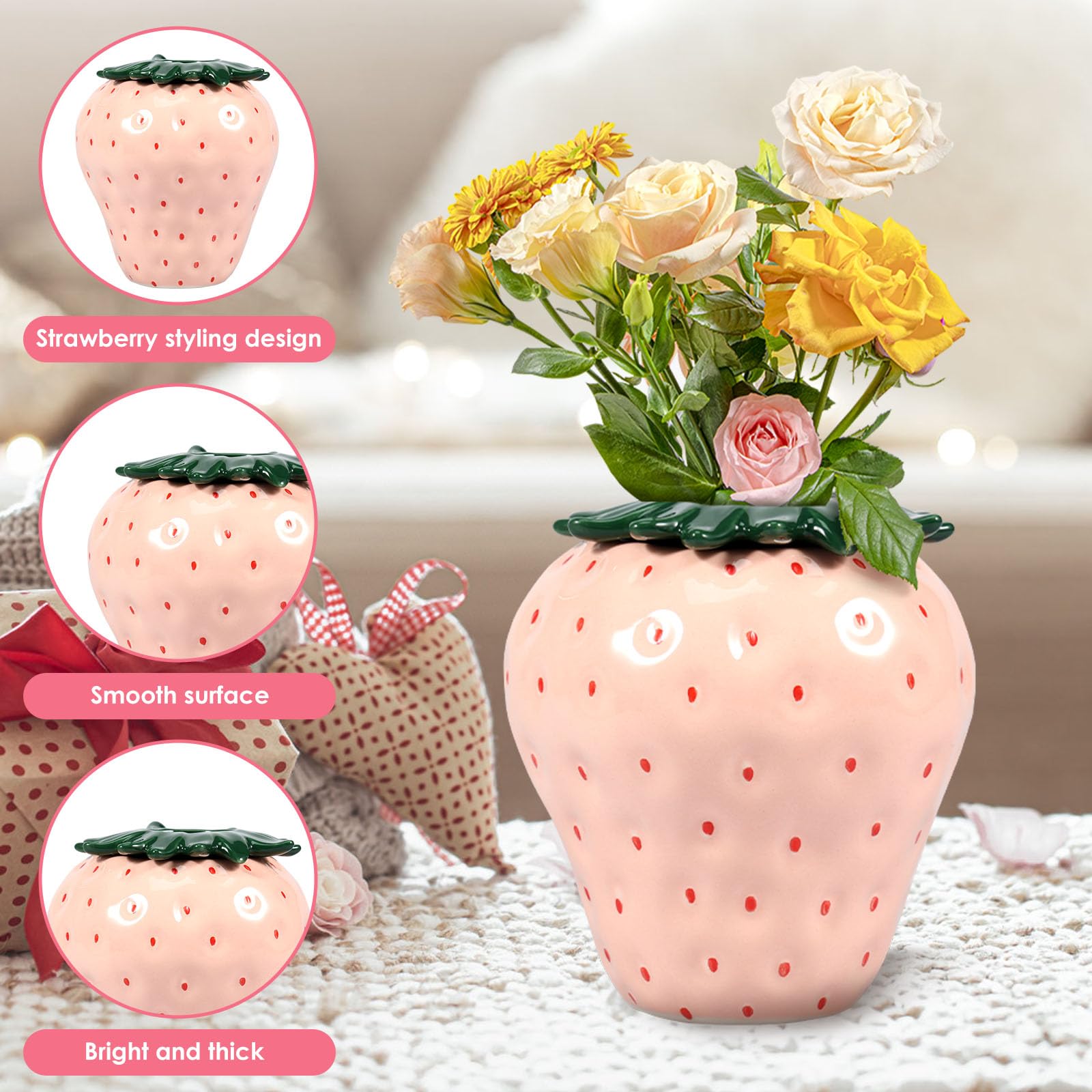 XYDHQS Strawberry Vase, Vintage Strawberry Vase, Unique Strawberry