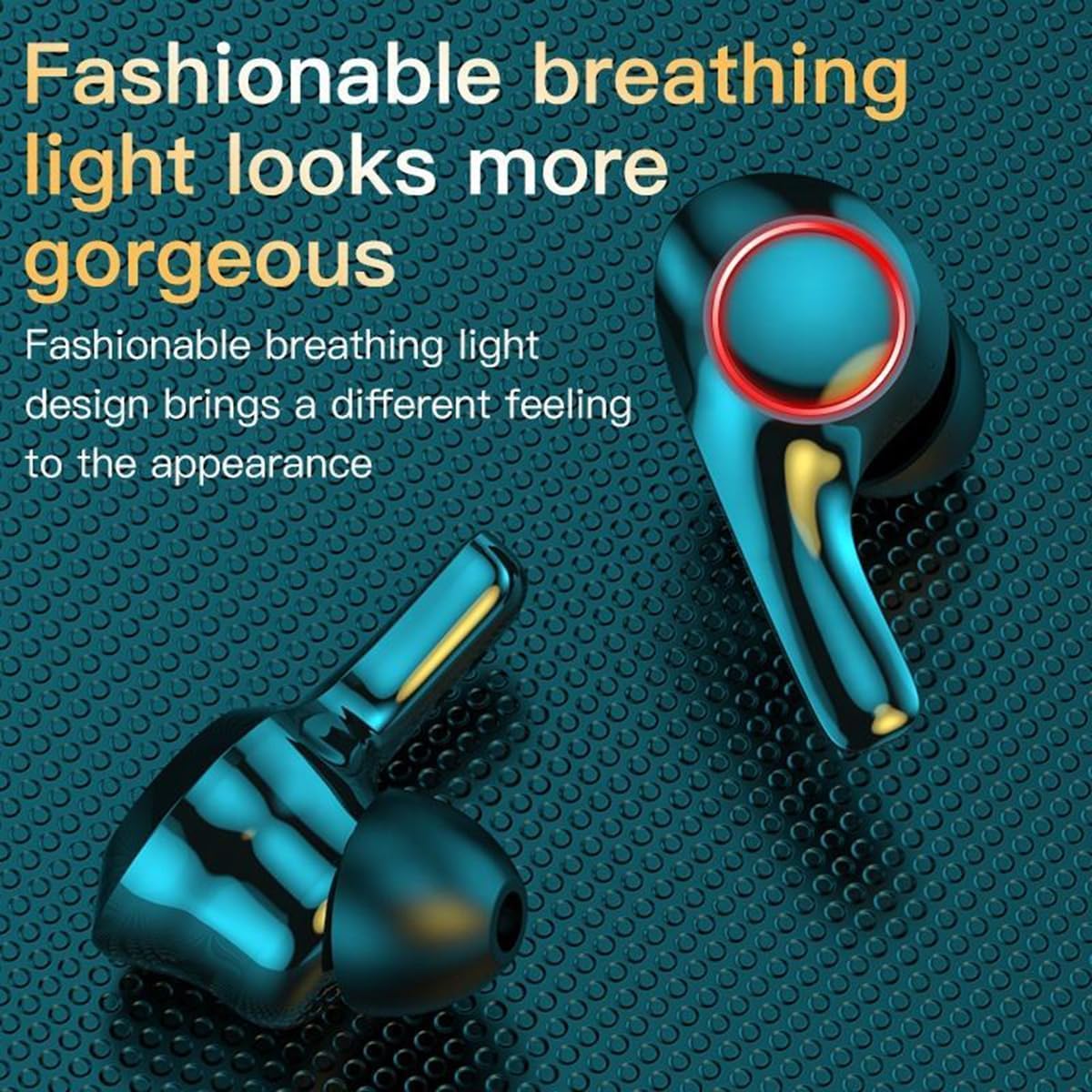 Wireless Earbuds Bluetooth Headphones Smart Touch,Waterproof and Sweatproof HiFi Sound in-Ear Painless Low Latency Gaming Headset with LED Screen with Breathing Light White