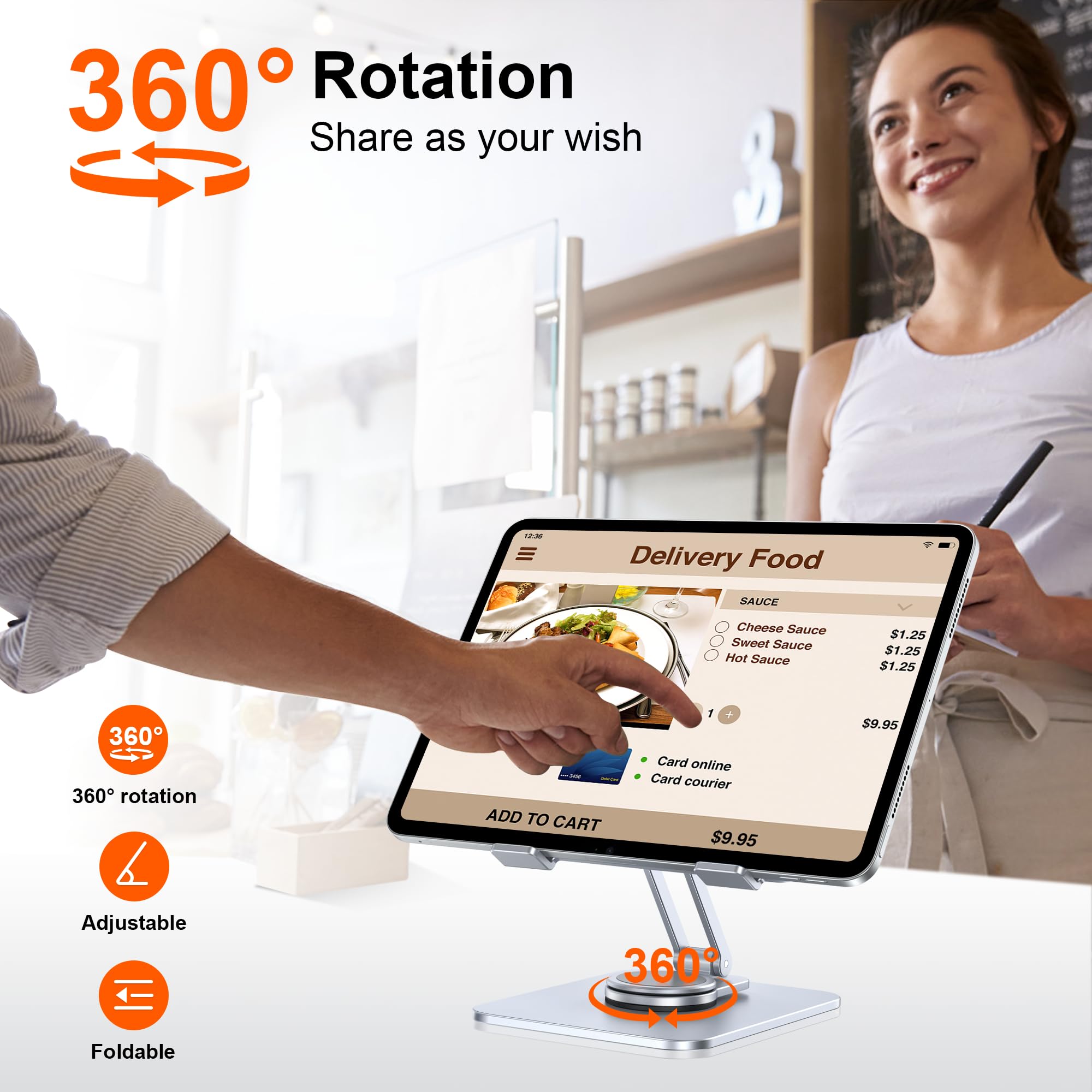 Supporto Tablet in Alluminio Pieghevole Girevole a 360° per Scrivania, Compatibile con iPad Pro 10.5 11 13 Air Mini 5 6 Samsung Tab 4-13 Pollici