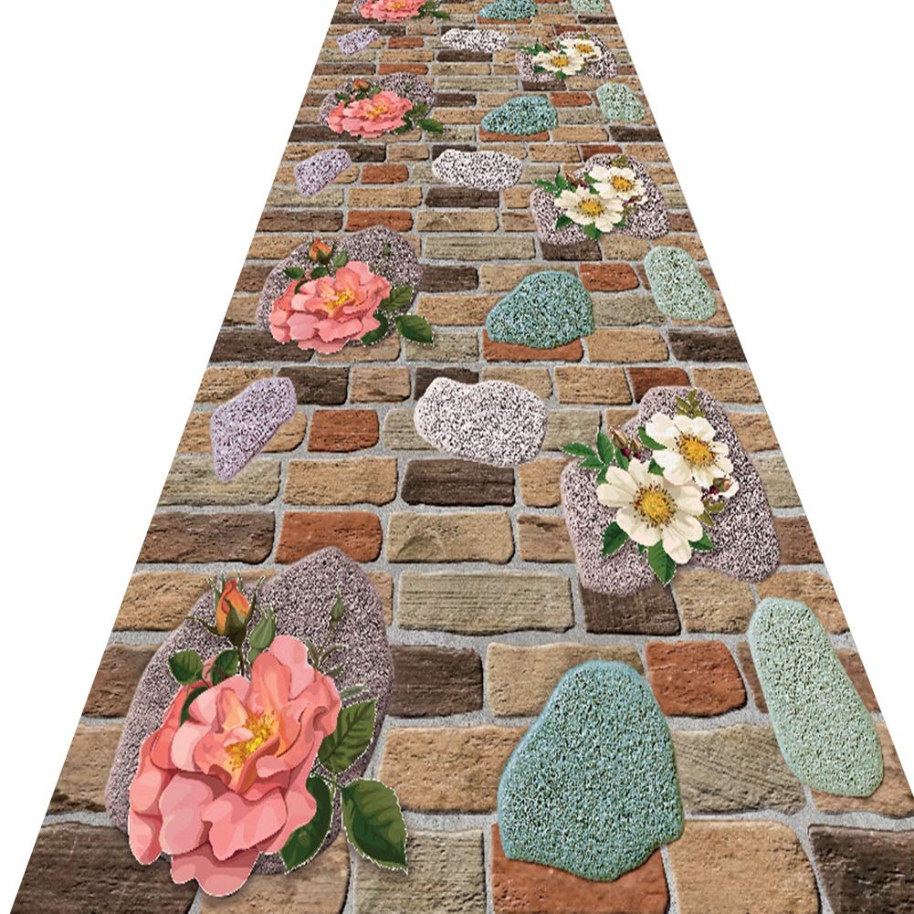 Alfombras de pasillo largo poliéster moqueta entrada piedra 3D