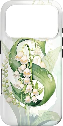 Vista 79 de Funda para iPhone 12/12 Pro Lovely Lily of The Valley Letra S May Birthday Case