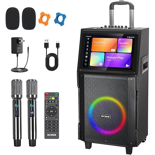 Karaoke Machine for Adults with Lyrics Display and Screen,Portable Bluetooth Speaker for Party,TV, Karaoke System with 2 Wireless Microphone for Any Occasion