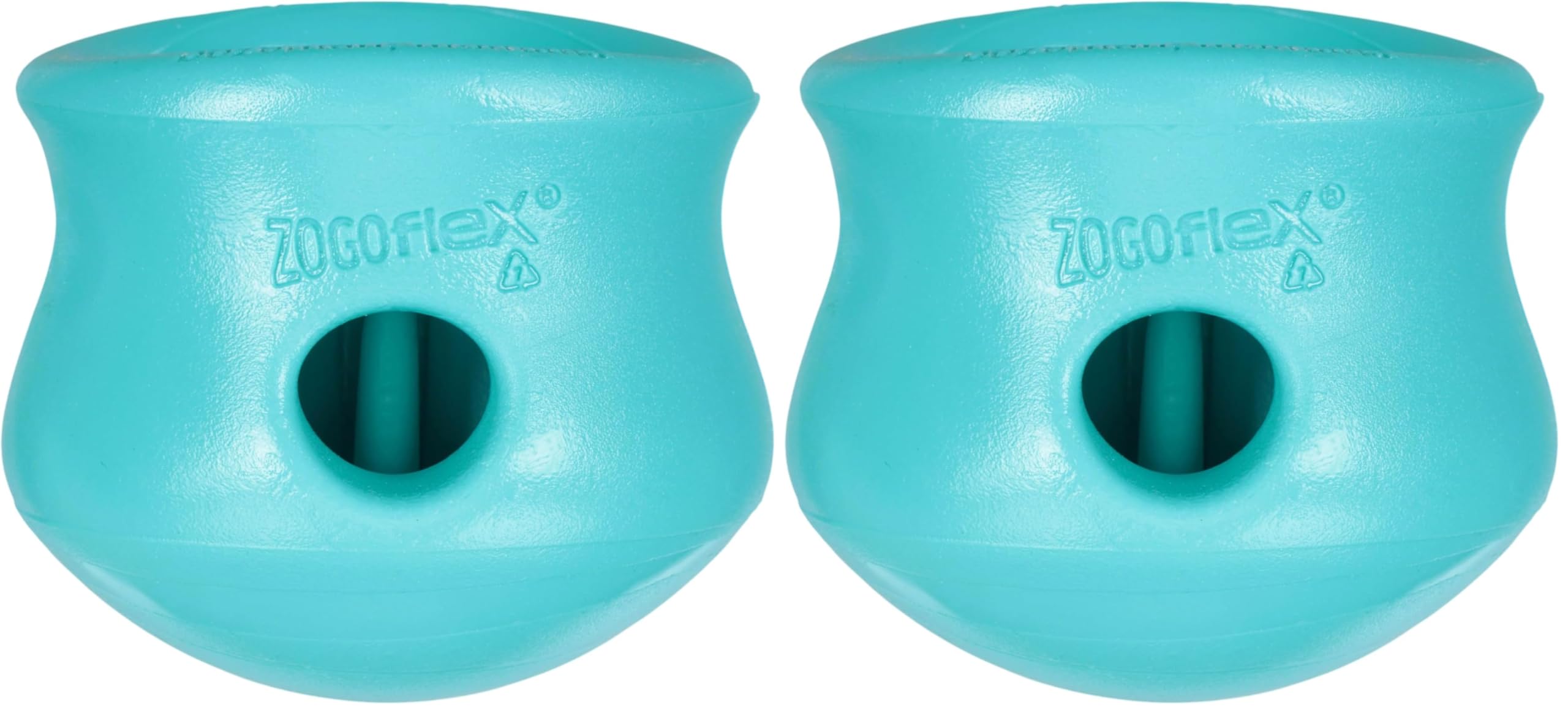 WEST PAW Zogoflex Toppl Interactive Treat Dispensing Puzzle Dog Toy for Mental Stimulation &amp; Enrichment-Holds Kibble &amp; Treats-Lickable, Freezable &amp; Dishwasher Safe-Made in USA-Small-Teal (Pack of 2)