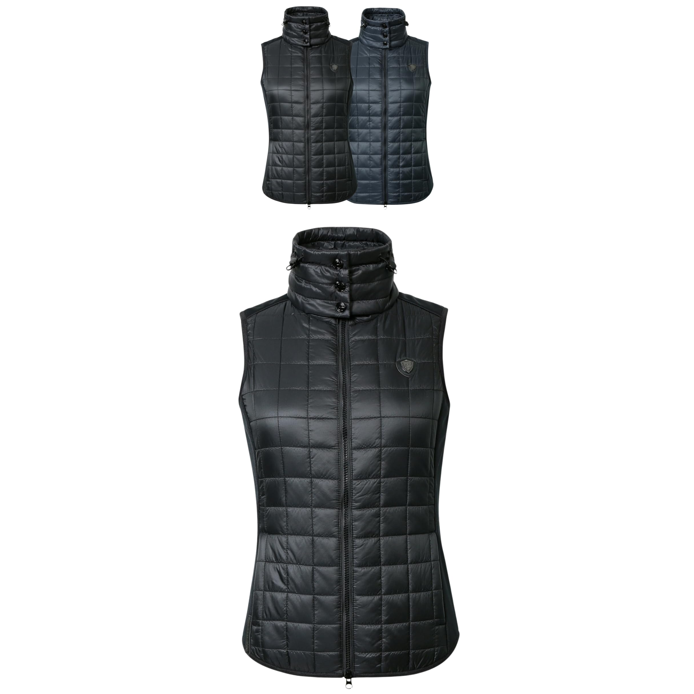 Covalliero - Damen Combiweste | taillierte Steppweste | Reitweste mit Doppelkragen & 2 Taschen | leichte Pufferweste | Sportweste aus Polyester | Reitbekleidung in Black | Größe XXL