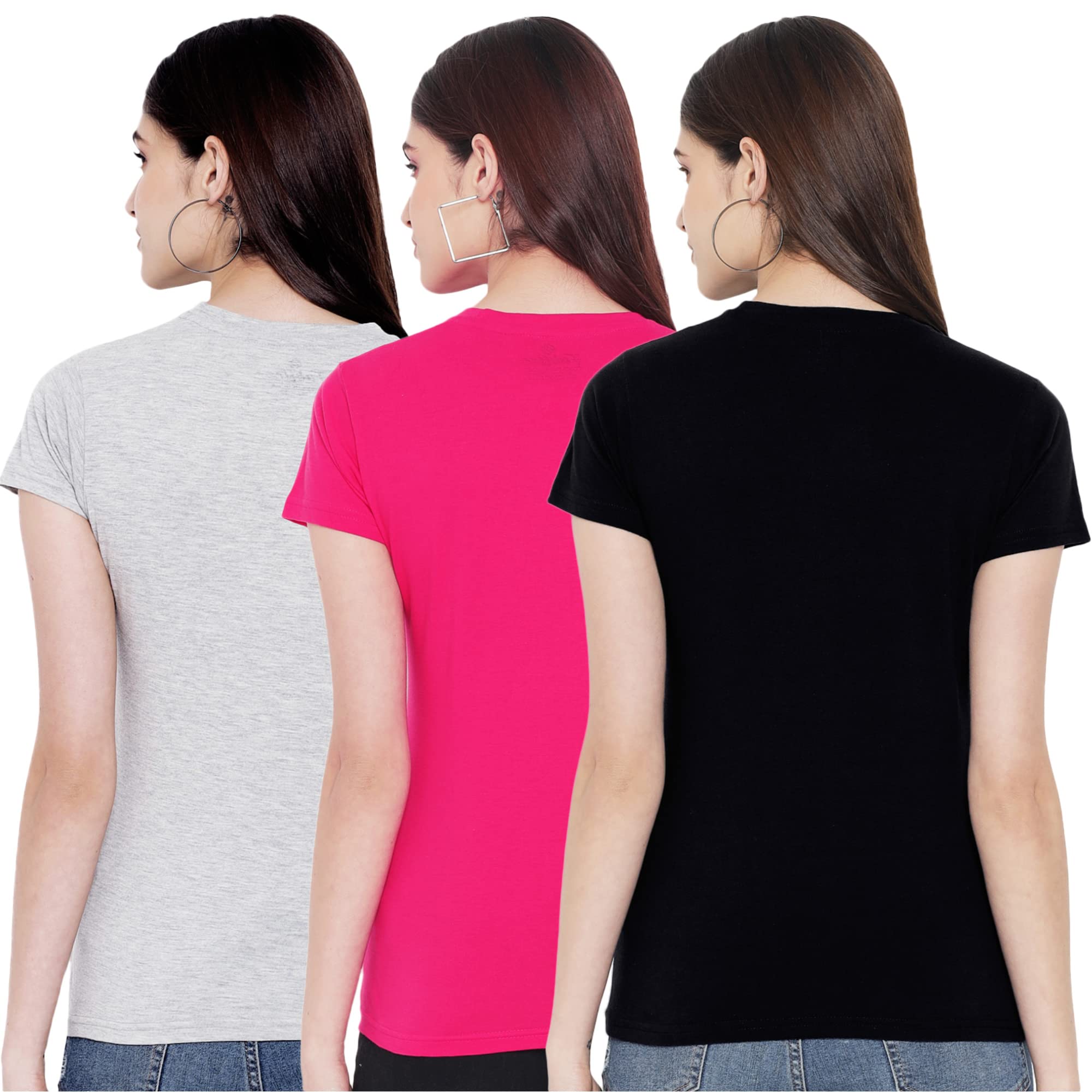 Preneum T-shirt décontracté à manches courtes en coton pour femme || Tendance et styles (lot de 3)