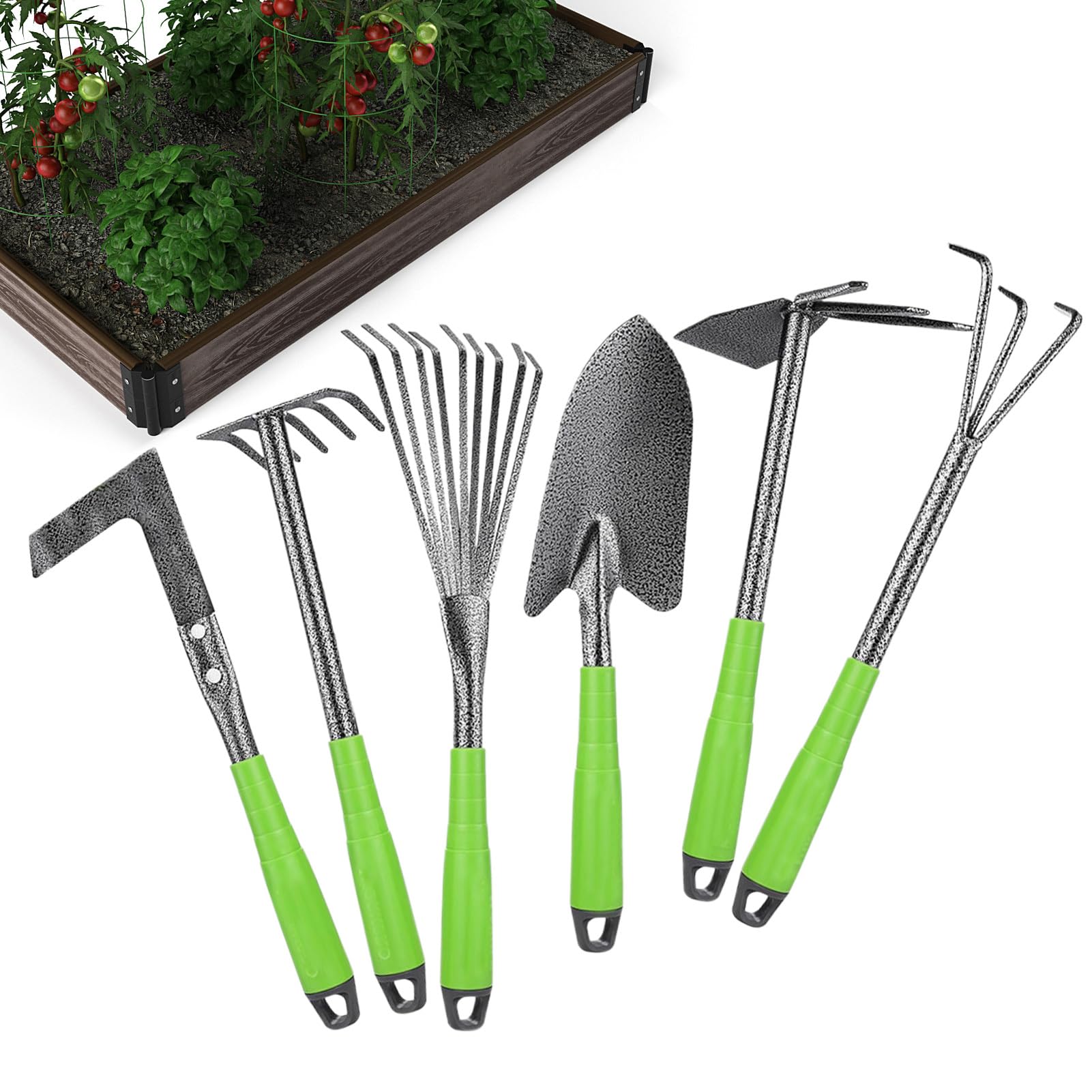 Set di Attrezzi da Giardinaggio Manuali 6 Pezzi Lega di Alluminio