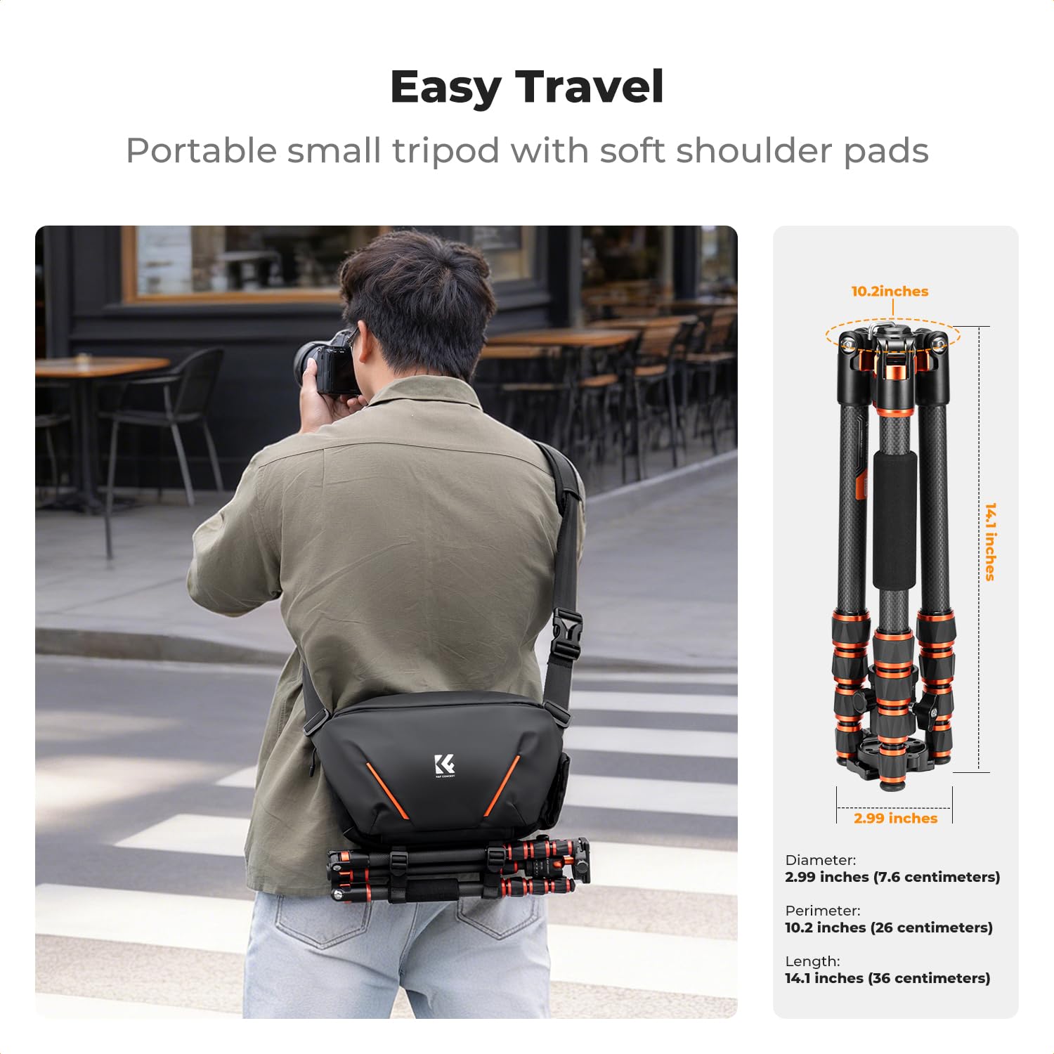 K&F CONCEPT Bolsa Bandolera para Cámara de 7 L, Ligera para Cámaras Mirrorless o DSLR, Bolsa con Bolsillo Lateral Plegable y Acceso Rápido, Divisor Ajustable, Equipo para Fotógrafos, Negro