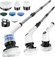 Vista 1 de Electric Spin Scrubber Upgraded Battery with Extra-Long Runtime, IPX7 Waterproof Power Cleaner with 7 Brush Heads, 2 Speeds Adjustable Long Handle