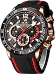 OLEVS Mens Watches Chronograph Waterproof Luminous Silicon Strap Multifunction Watches for Men Quartz Business Calendar Men Wrist Watch