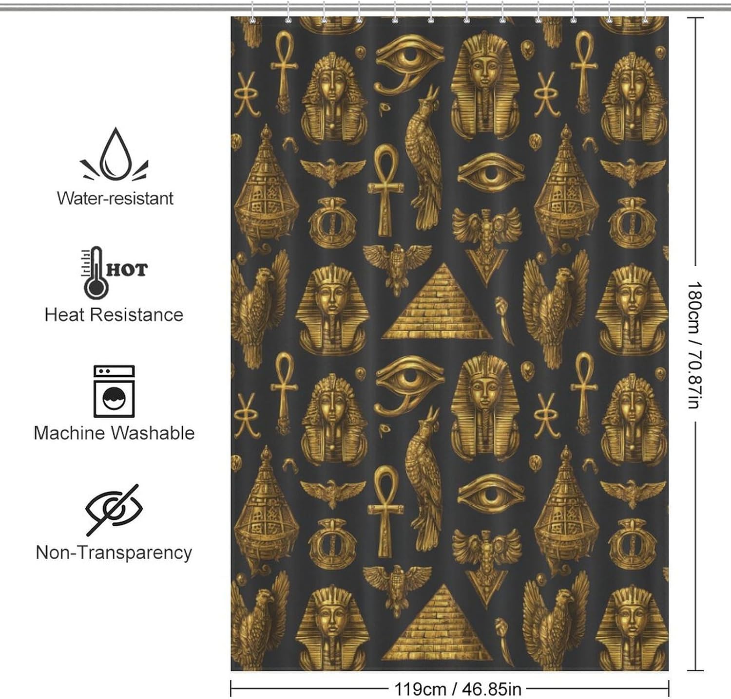Pyramid Egypt Tribal Ancient Egyptian Shower Curtain 46.85x70.87Inch（119x180cm） Polyester Bath Curtain Shower Curtains Printed Decorative
