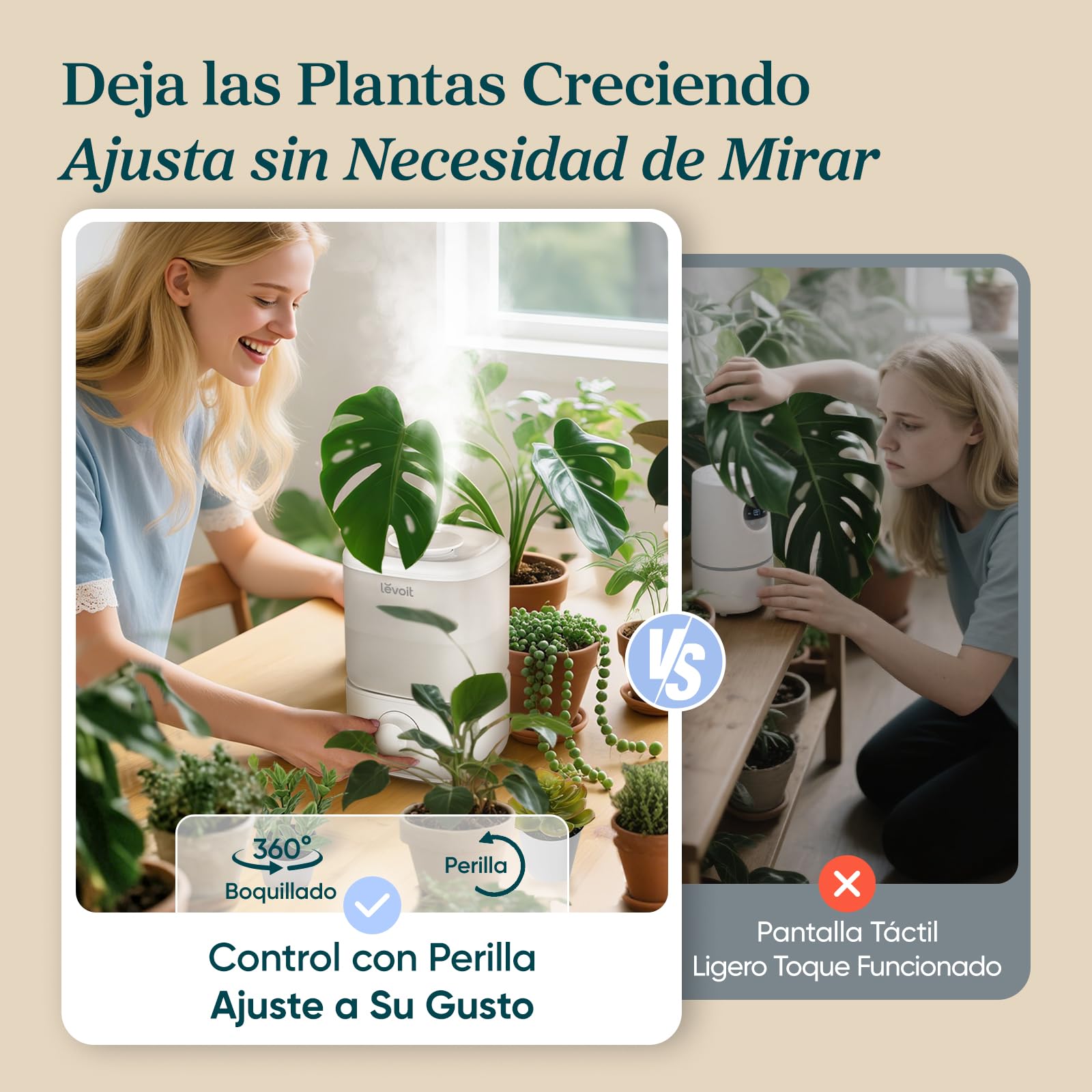 LEVOIT Humidificador Bebés Mocos y Tos, 2.5L Cool Mist Hasta 25H para Dormitorio, 23dB Silencioso, para Bebés, Habitación de Niños, Boquilla Giratoria de 360°, Apagado Automático, sin BPA