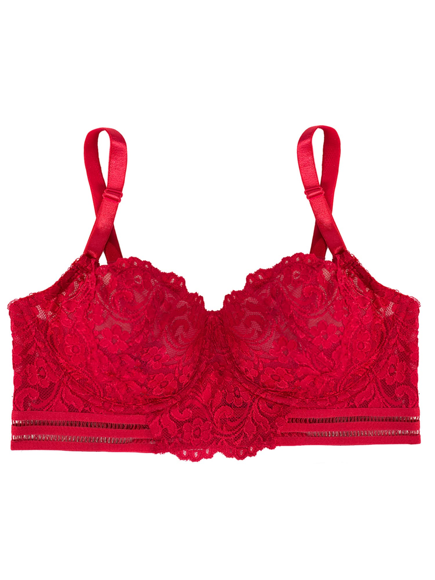 Smart & Sexy Women's Signature Lace Unlined Balconette Bra: 38B No No Red