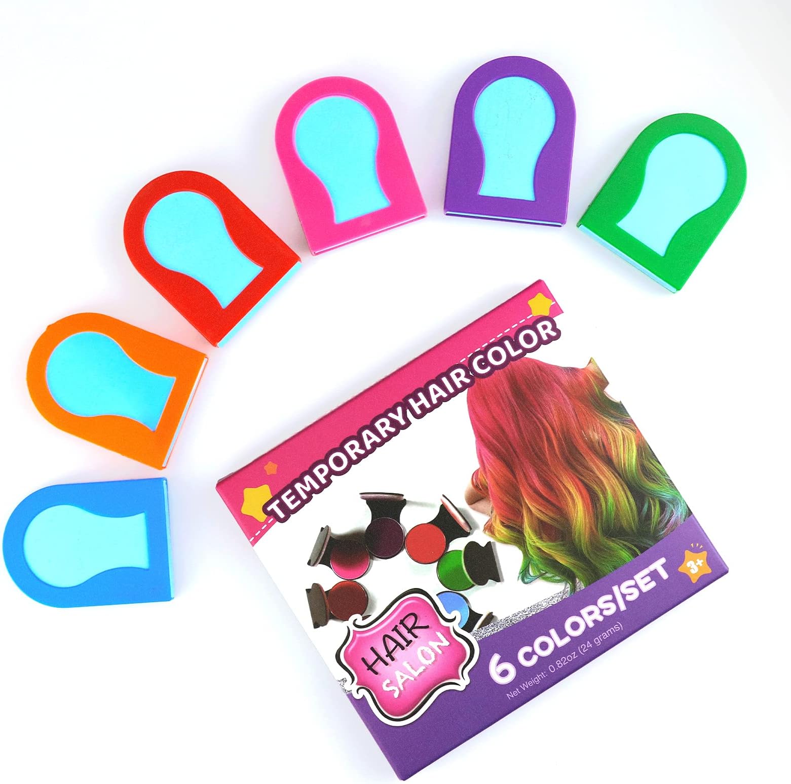 Hair Chalk for Kids, 6 Colors Temporary Hair Chalk for Girls with Dark Hair Blonde Hair Washable Non-Sticky, Vibrant Temporary Hair Color, Gift for Kids Aged 4 5 6 7 8 9 10+