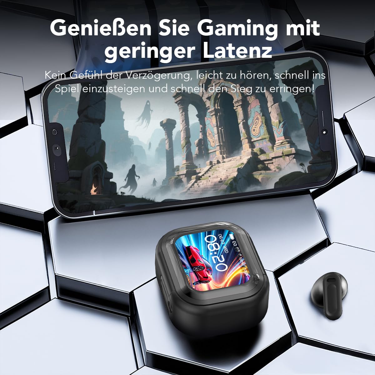 NE20 KI Übersetzer Kopfhörer, 165 Sprachen Übersetzungskopfhörer mit 7 Übersetzungsmodi, Bluetooth 6.0 Ohrhörer mit HiFi-Klang & Touchscreen, Kopfhörer für Reisen, Meetings und Studium, Weiß