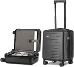 CENSIEN Transport aérien de bagages approuvé, 20 Les valises ABS+PC avec poche avant, jantes, TSA Verrouillage (Navy Blue, 1PC)