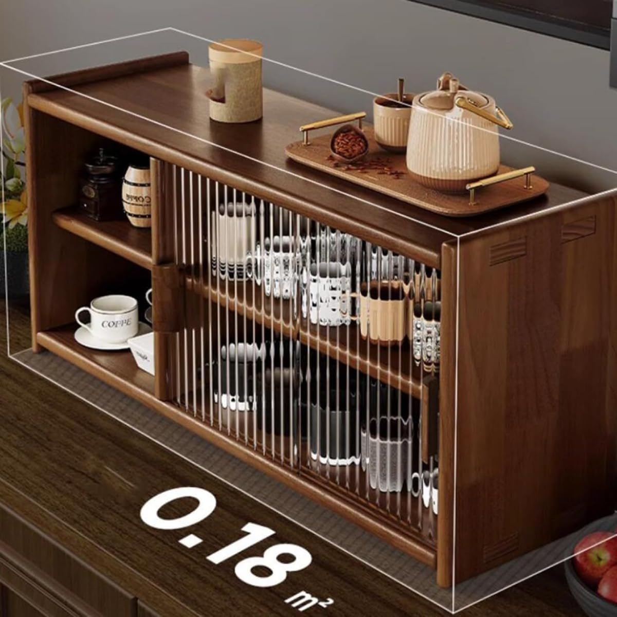 Amazon｜MumuElf ミニ食器棚 カウンター上 木製 収納棚 カップ
