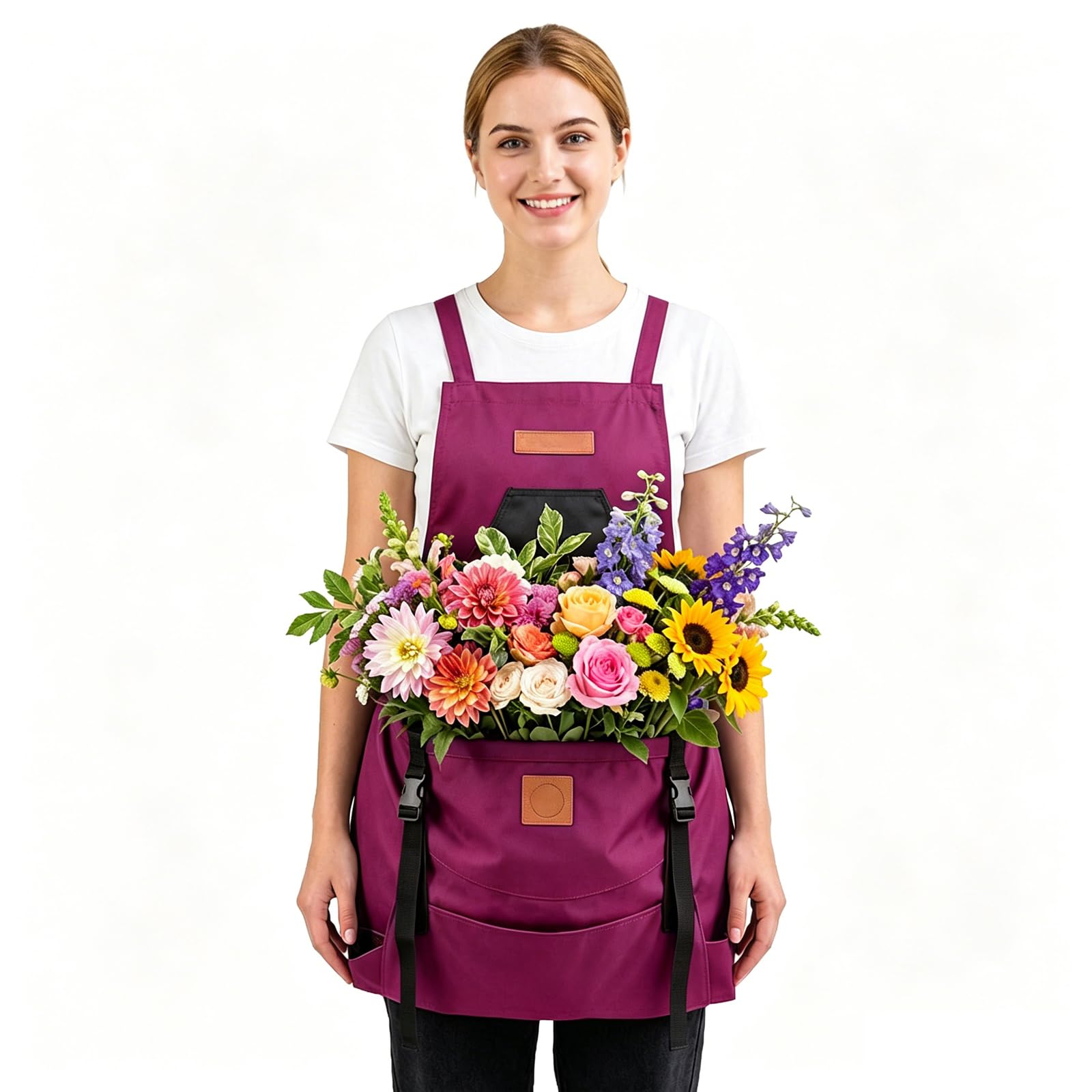 Weyot Gardening Apron With Pockets For Women&Men, Harvest Aprons With Quick Release Pocket, Fruit Picking Apron With Internal Bag, Gardening Gift Purple,50x60cm