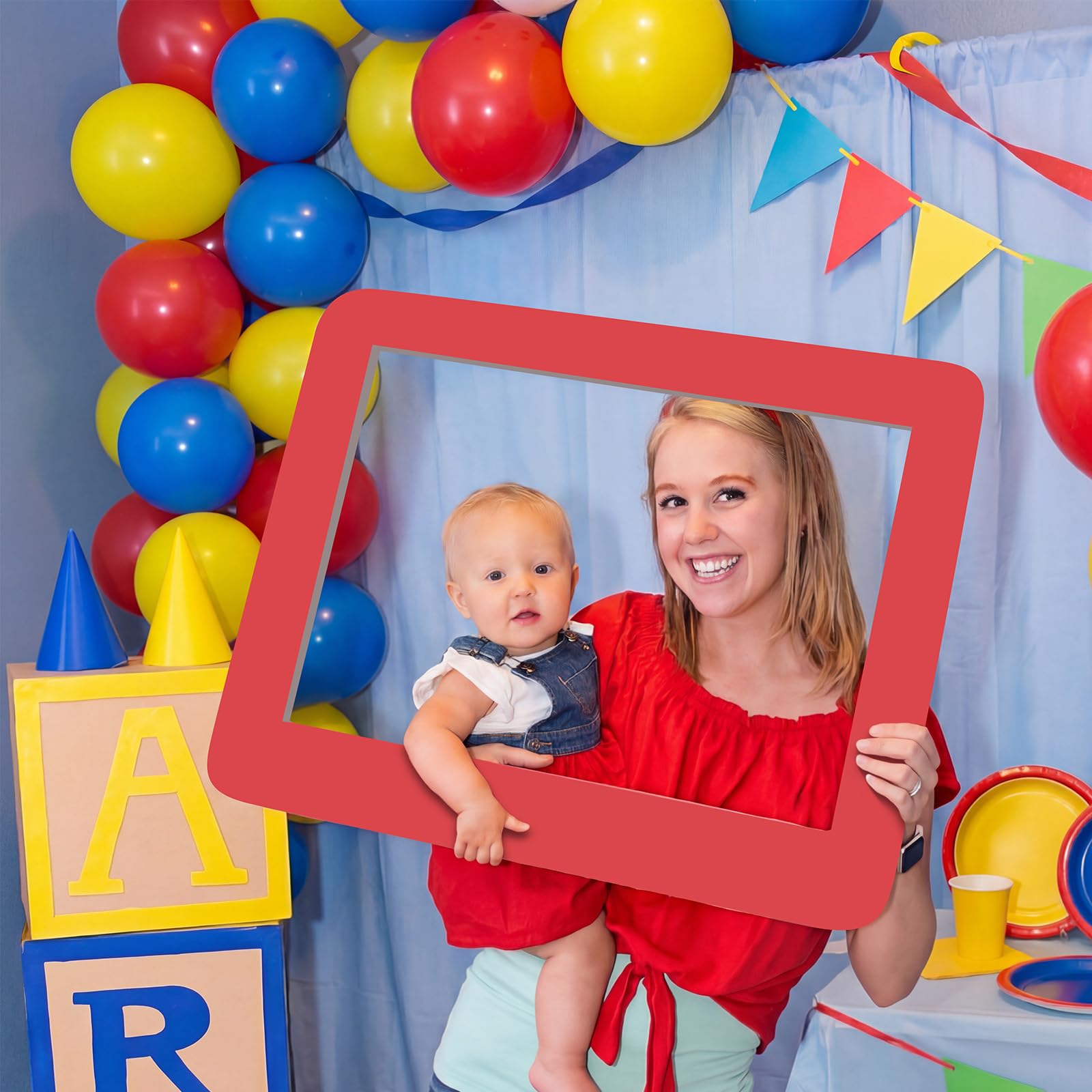 Cartoon Story Decorazione per feste di compleanno Grande Photo Booth Puntelli Decor 24 '' x 16 '' Cornice Rossa Cornice per Foto di Compleanno per Amici Scuola Aula Forniture per Feste