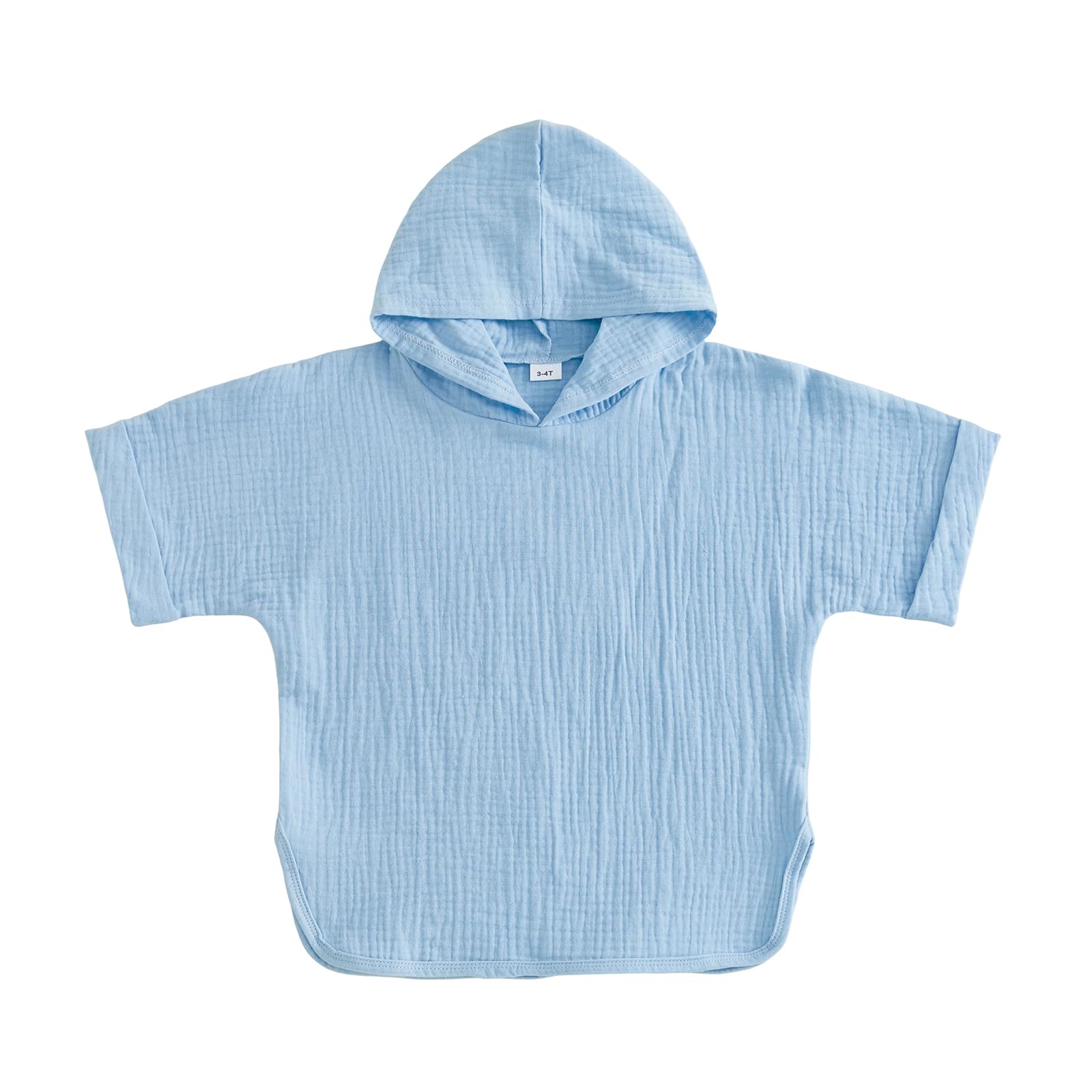 Geagodelia Hooded Swimming Poncho Towels for Kids Toddler Baby Boys Girls Short Sleeve Muslin Cloths Soft Changing Robe Towel Beach Cover Up (Light Blue, 2-3 Years)
