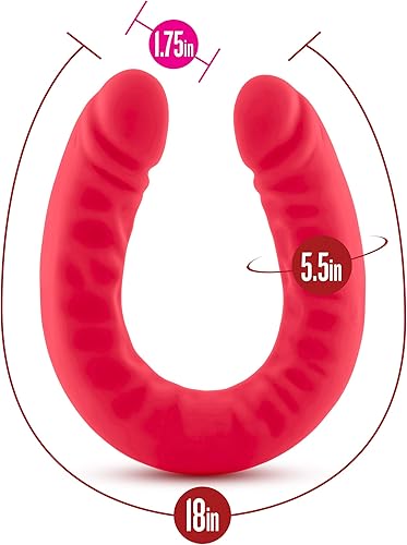 Miniatura 3 de Blush Novelties Ruse Platinum Curado Ultrasilk Purio - Consolador de doble cabeza de silicona, curado de 18 pulgadas, doble penetración DP realista,