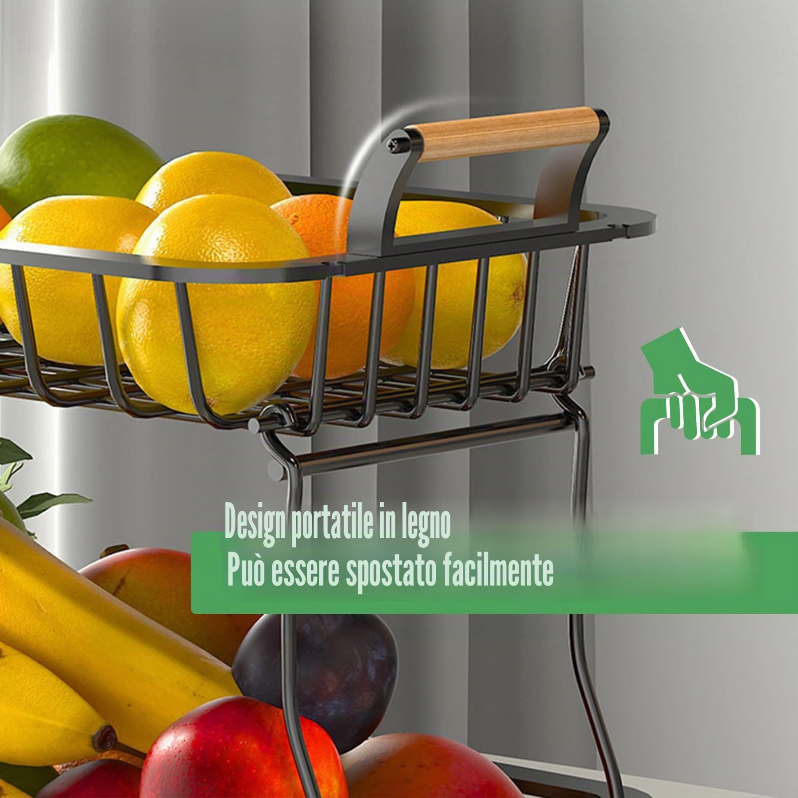 Alzatina Portafrutta,Cesto per frutta,Portafrutta Alzatina a 2 piani per avere più spazio sul piano di lavoro,mantiene frutta e verdura fresca,adatto per snack,verdure, pane