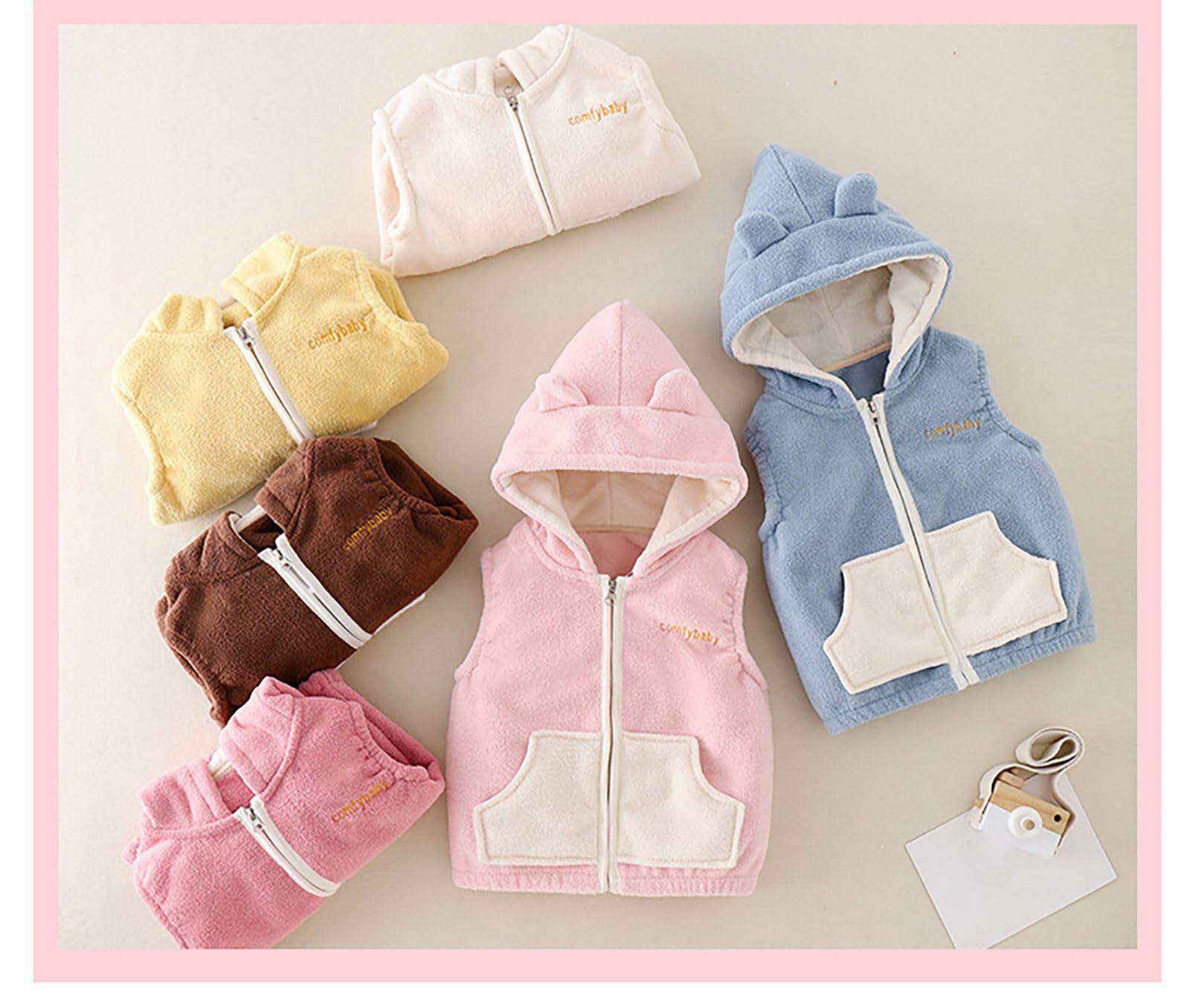 Generisch Chaleco de invierno para bebé, niño, niña, con cremallera, bonito y suave, estilo vintage