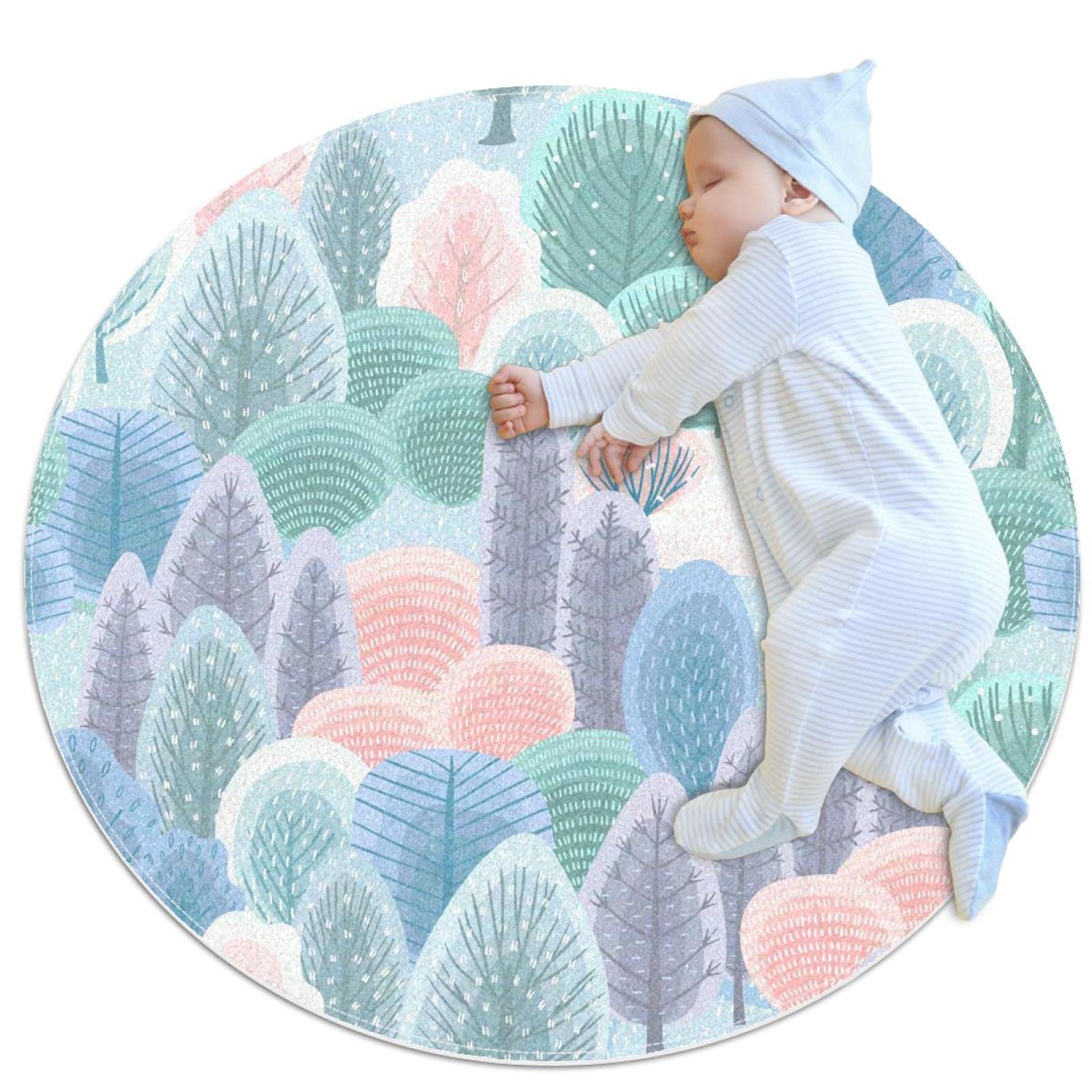 Tapis de salon rond effet bois de couleur pour étude moderne