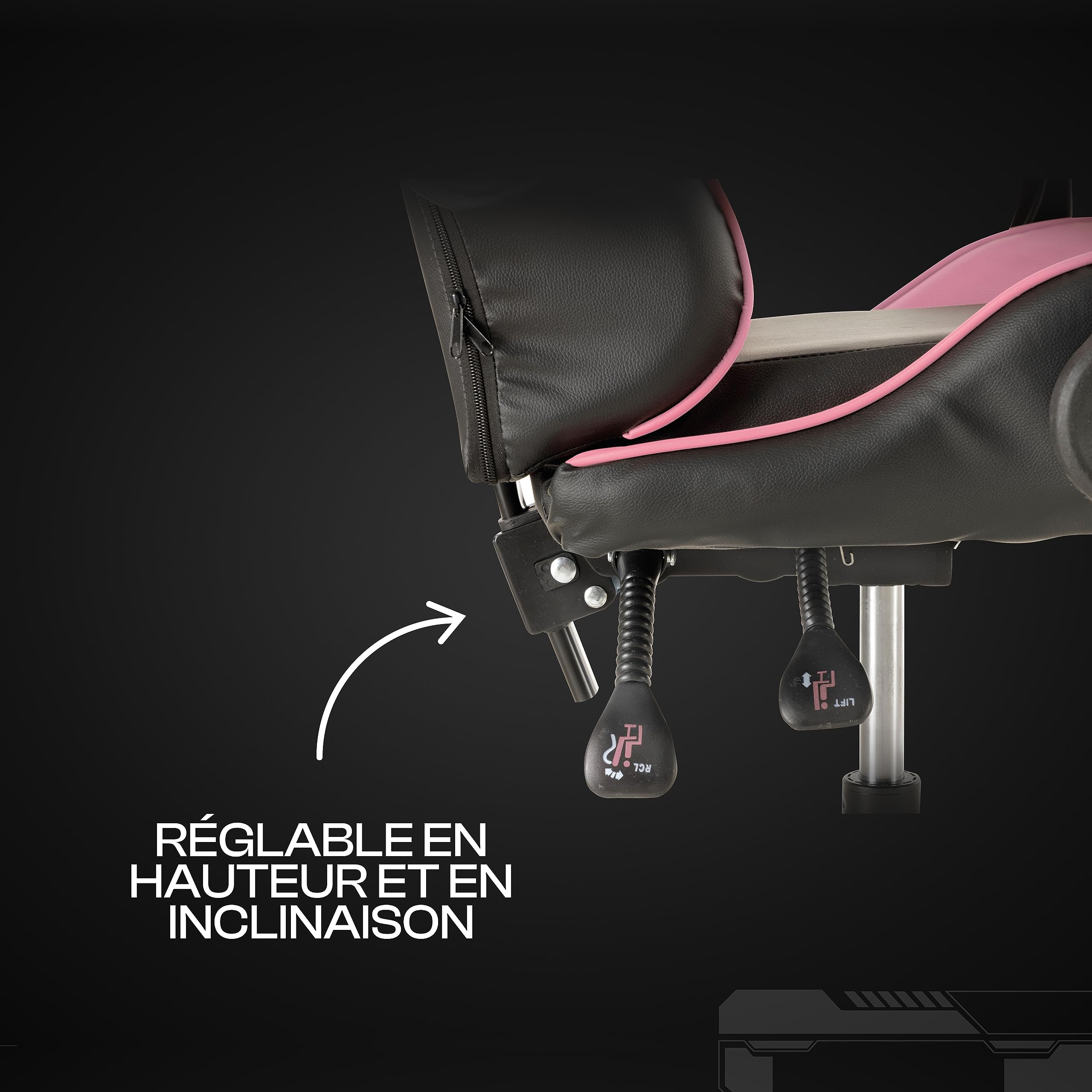 Baroni Home Chaise de Gaming, Chase de Jeux Ergonomique Chaise de Bureau avec Confortable Dossier réglable, Appui-tête et Soutien Lombaire, Rose