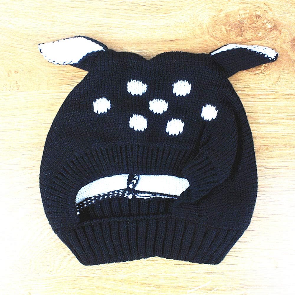 XYX Toddlers Baby Girls and Boys Fleece Lined Crochet Earflap Hats Cute Little Deer Ears Beanie Cap Winter Warm Knit Caps - Image 2