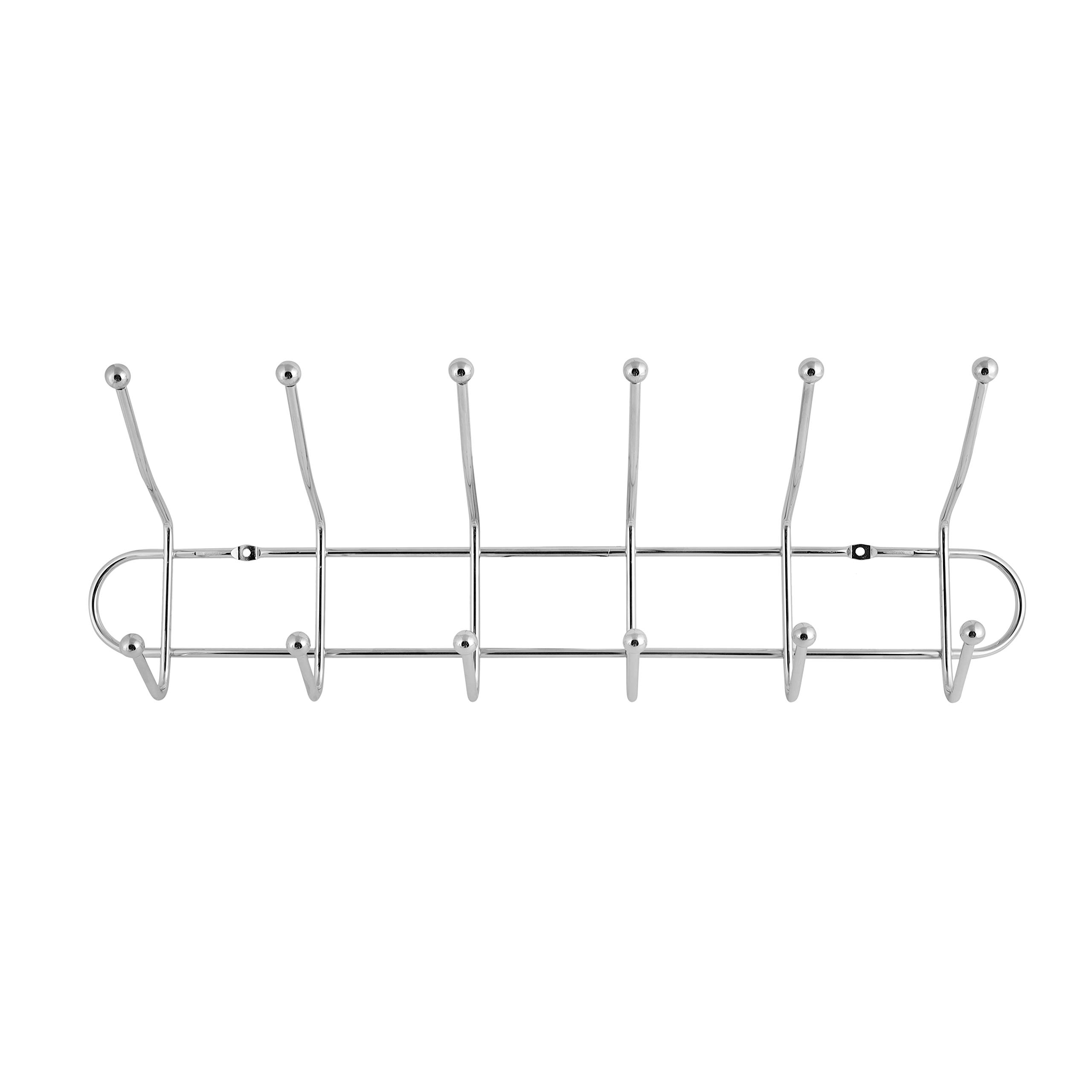 Royalford Rf1426-Mh6 Wall Mount Hook - 6 Metal Hooks | Multi-Functional 6 Hook Rack Organizer For Hanging Coat Clothes Hat Towel Bags Keys | Durable Heavy-Duty Wall-Mounted Hook Rack