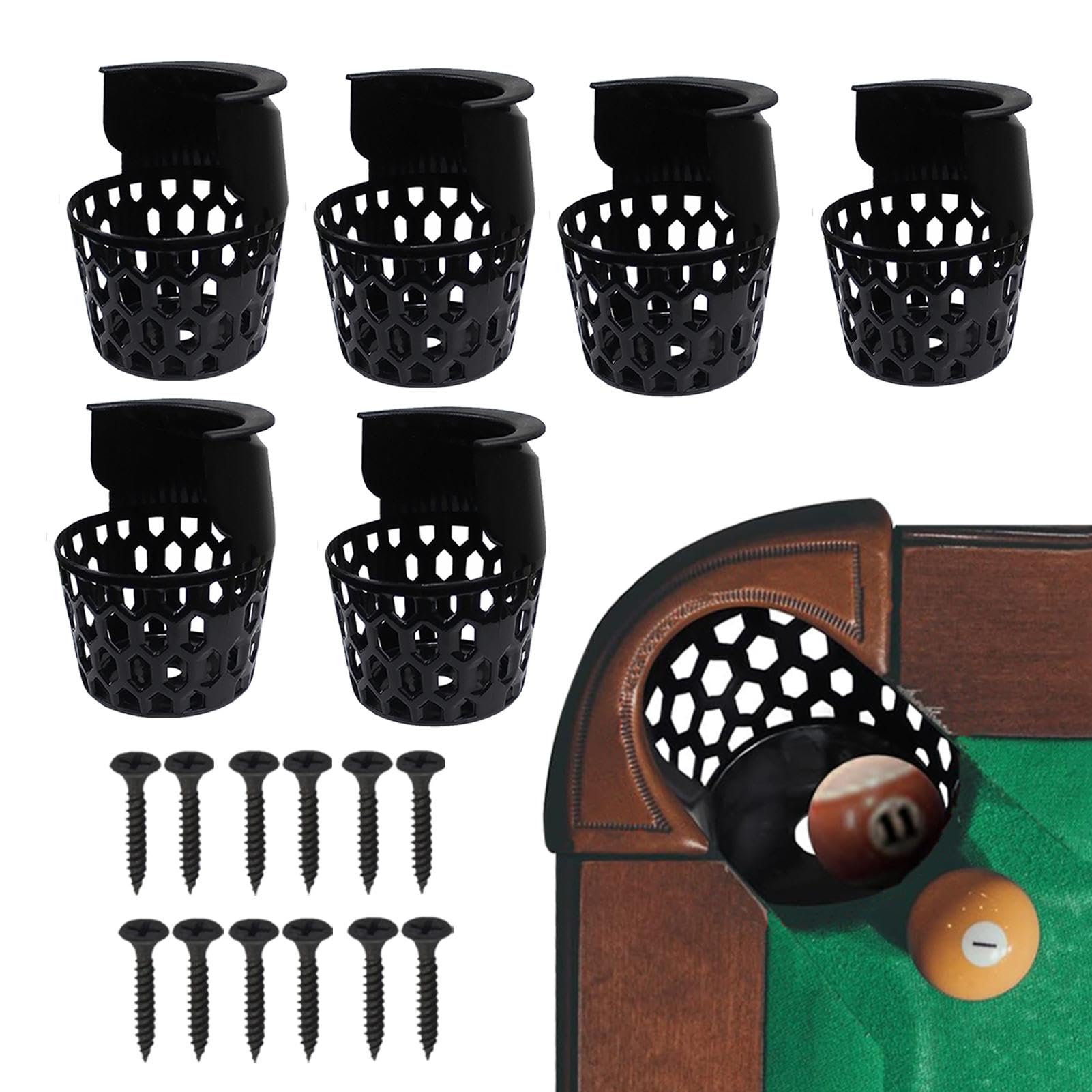 Billardtischtasche - Billardtisch-Taschen - Sechseckige Löcher Billiard Kugel Aufbewahrungstasche | Praktische Billardnetz Tasche, Pooltisch Ersatzteile für die meisten Billardtische