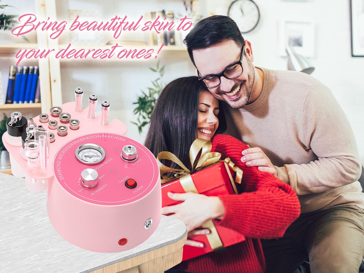 Máquina de Dermabrasión de Diamante 3 en 1, Lmaqfum Microdermabrasión Facial Profesional para Casa, con Aspiración y Función de Rociado para Peeling Facial y Limpieza Profunda